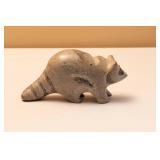 Carved Stone Racoon w/ Glass Tile Inlay - Signed