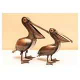 Set of Metal Pelican Sculptures
