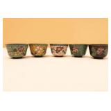 Set of 5 Beautiful Chinese Cloisonne