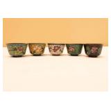 Set of 5 Beautiful Chinese Cloisonne