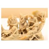 Vintage Chinese Soapstone "Eight Immortals" in Boat Sculpture