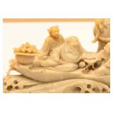 Vintage Chinese Soapstone "Eight Immortals" in Boat Sculpture
