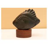 Stone Carved Fish on Wood Pedestal.  Limited Edition