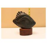 Stone Carved Fish on Wood Pedestal.  Limited Edition