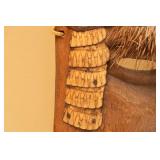 Folk Art Fish Scale Bull Hair Wooden Mask