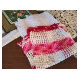 Lot of Doilies, Crocheted Apron & Runners