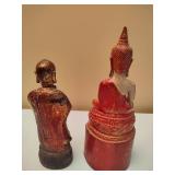 Two Wooden Buddha Figurines