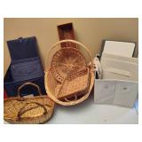 Lot of Assorted Cloth Handled Drawers & Wicker Baskets