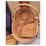 Lot of Assorted Cloth Handled Drawers & Wicker Baskets