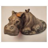 Art Collectibles Ceramic Hippo w/Birds
