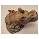 Art Collectibles Ceramic Hippo w/Birds