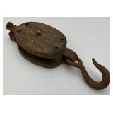 Antique Single Wood Block Pulley Rigging 13" Antique Single Wood Block Pulley Rigging 13"