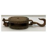 Antique Single Wood Block Pulley Rigging 13" Antique Single Wood Block Pulley Rigging 13"