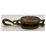 Antique Single Wood Block Pulley Rigging 13" Antique Single Wood Block Pulley Rigging 13"