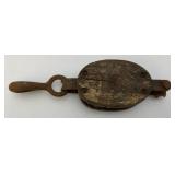 Antique Single Wood Block Pulley Rigging 13" Antique Single Wood Block Pulley Rigging 13"