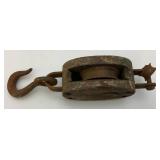Antique Single Wood Block Pulley Rigging 13" Antique Single Wood Block Pulley Rigging 13"