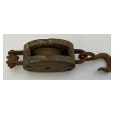 Antique Single Wood Block Pulley Rigging 13" Antique Single Wood Block Pulley Rigging 13"
