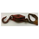 Antique 9" Metal Double Wheel Pulley Antique 9" Metal Double Wheel Pulley