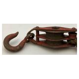 Antique 9" Metal Double Wheel Pulley Antique 9" Metal Double Wheel Pulley
