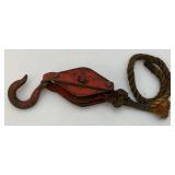 Antique 9" Metal Double Wheel Pulley Antique 9" Metal Double Wheel Pulley