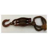 Antique 9" Metal Double Wheel Pulley Antique 9" Metal Double Wheel Pulley