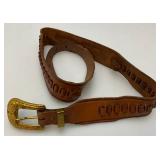 Misc. Vintage Leather Pistol Holsters And One Belt Misc. Vintage Leather Pistol Holsters And One Belt