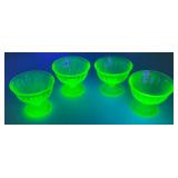 Vintage Uranium Glass Sherbert Cups Vintage Uranium Glass Sherbert Cups