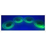 Vintage Uranium Glass 6" Plates Vintage Uranium Glass 6" Plates