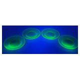 Vintage Uranium Glass 6" Plates Vintage Uranium Glass 6" Plates