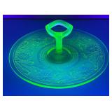Vintage Uranium Glass 11 1/2" Server Dish Vintage Uranium Glass 11 1/2" Server Dish