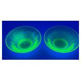 Vintage Uranium Glass 6" Bowls Vintage Uranium Glass 6" Bowls