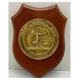 Vintage Commeorative Metal And Wood Wall Plaque Related To The Italian Navy Destroyer ITS Audace D551 7" x 10"