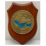 Vintage Commeorative Metal And Wood Wall Plaque Related To The Italian Navy Destroyer ITS Audace D551 Missione Golfo Due  7" x 10"