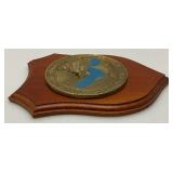 Vintage Commeorative Metal And Wood Wall Plaque Related To The Italian Navy Destroyer ITS Audace D551 Missione Golfo Due  7" x 10"