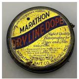 Vintage Shakespeare Nylon Tapered Line Box (With Line) & Marathon Dryline Dope Tin With Some Contents Vintage Shakespeare Nylon Tapered Line Box (With Line) & Marathon Dryline Dope Tin With Some Contents