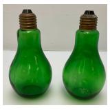 Mid-Century Green Glass Lightbulb Salt & Pepper Shakers Mid-Century Green Glass Lightbulb Salt & Pepper Shakers