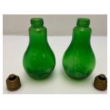 Mid-Century Green Glass Lightbulb Salt & Pepper Shakers Mid-Century Green Glass Lightbulb Salt & Pepper Shakers