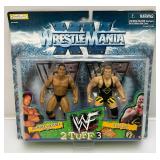 1998 Jakks Pacific Wrestle Mania The Rock And Owen Hart Wrestling Figures Grudge Match (NIP) 1998 Jakks Pacific Wrestle Mania The Rock And Owen Hart Wrestling Figures Grudge Match (NIP)