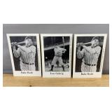Babe Ruth and Lou Gehrig 4" x 6" New York Yankees MLB Collector Photo Cards, 1994 Curtis Mngmt - 3 Total