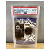 2001 U.D. Playmakers Tracy McGrady Warm-Up NBA Jersey Card Graded PSA 8 - Toronto Raptors *J