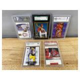 Graded Sports Trading Card Lot: Baseball, Football & Hockey (5 Cards) *J