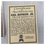 1995 Premiere Mint 22Kt Gold Signature Cal Ripken Jr Card