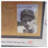 Ted Williams 1989 First Day Issue Stamp and 23Kt Stamp #142