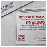 Ted Williams 1989 First Day Issue Stamp and 23Kt Stamp #142