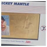 Mickey Mantle 1987 First Day Issue Stamp and 23 Kt Stamp #1650