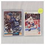 Topps Signed Dave Ellett-Toronto Mapleleafs & Upper Deck 91/92 Wayne Gretzkey in Case