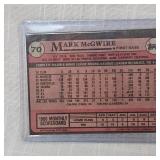 Mark McGwire 1989 Print Error Card "Topps", Back Print Only