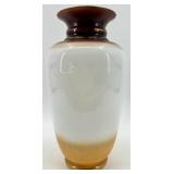 Hand-Painted Bristol Glass Vase with Floral and Berry Design