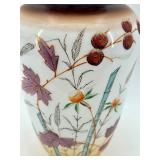 Hand-Painted Bristol Glass Vase with Floral and Berry Design
