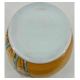 Hand-Painted Bristol Glass Vase with Floral and Berry Design